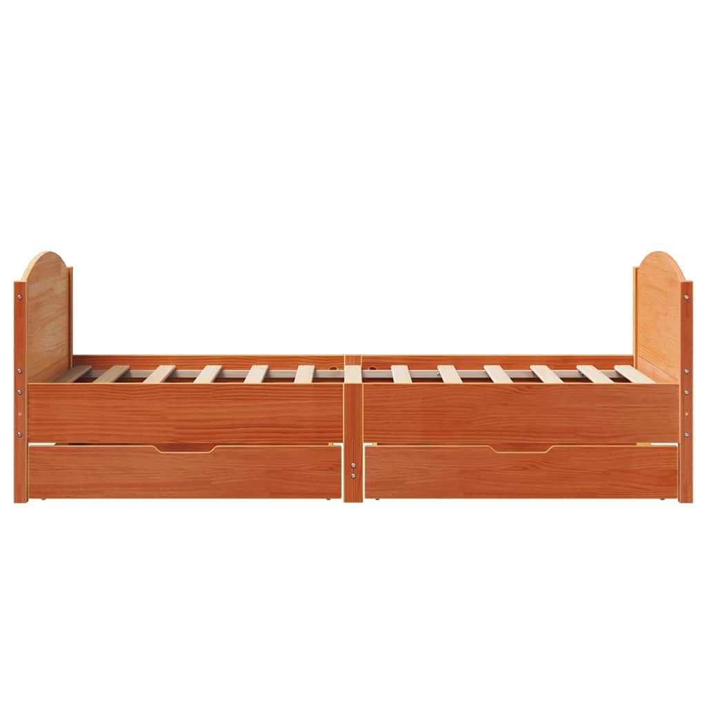 Cadre de lit sans matelas cire marron 90x200 cm bois pin massif - XIOS