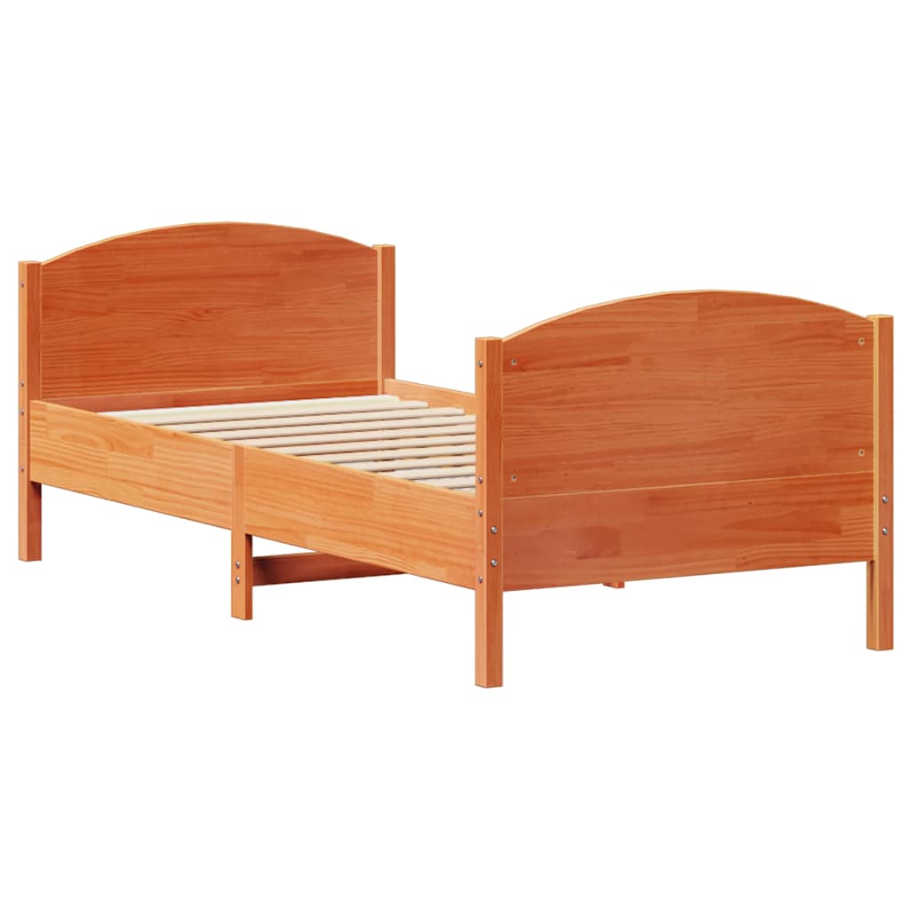 Cadre de lit sans matelas cire marron 90x200 cm bois pin massif - XIOS