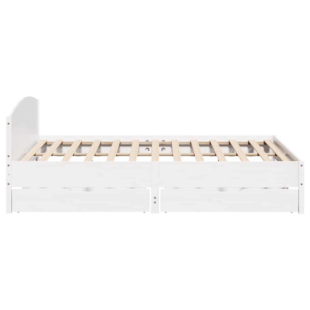 Cadre de lit sans matelas blanc 200x200 cm bois massif de pin - XIOS