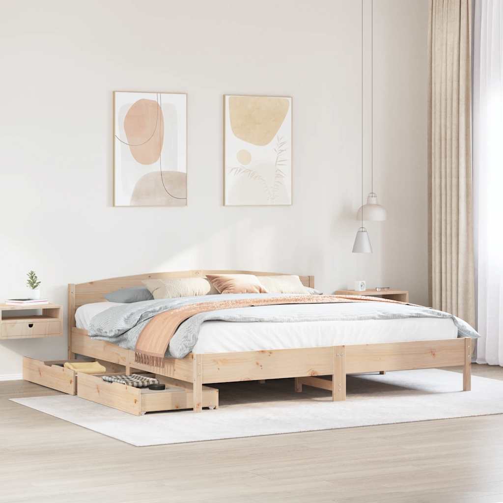 Cadre de lit sans matelas 180x200 cm bois massif de pin - XIOS