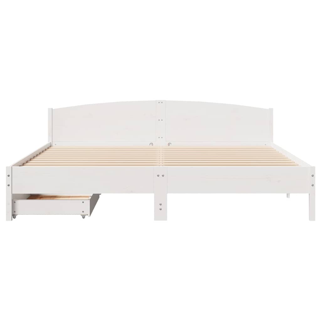 Cadre de lit sans matelas blanc 180x200 cm bois massif de pin