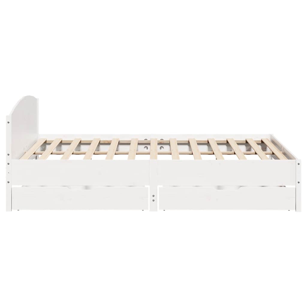 Cadre de lit sans matelas blanc 180x200 cm bois massif de pin