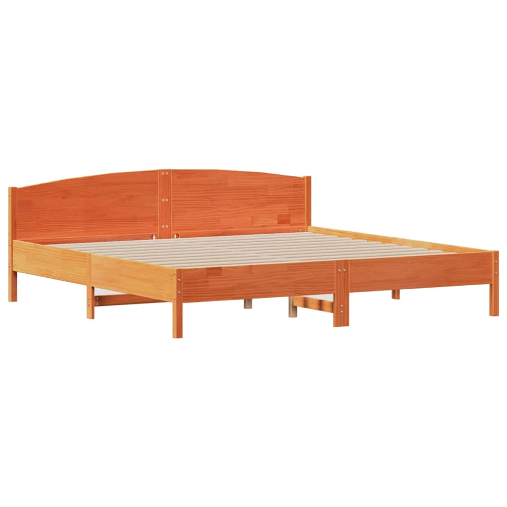 Cadre de lit sans matelas cire marron 180x200cm bois pin massif - XIOS
