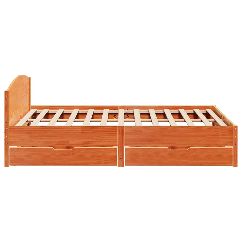 Cadre de lit sans matelas cire marron 180x200cm bois pin massif - XIOS
