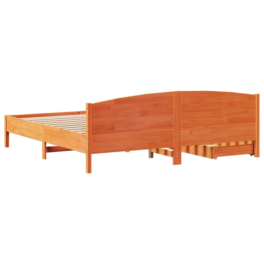 Cadre de lit sans matelas cire marron 180x200cm bois pin massif - XIOS