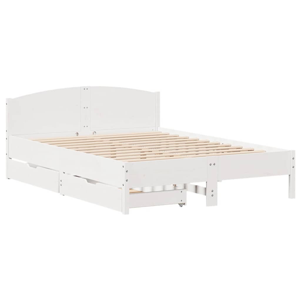 Cadre de lit sans matelas blanc 160x200 cm bois de pin massif - XIOS
