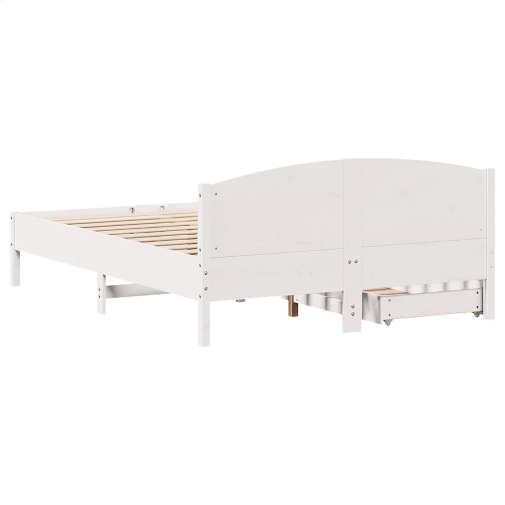 Cadre de lit sans matelas blanc 160x200 cm bois de pin massif - XIOS