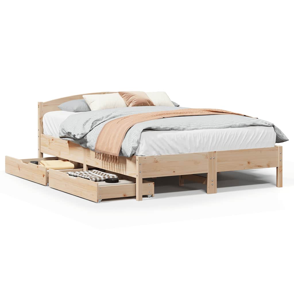 Cadre de lit sans matelas 150x200 cm bois de pin massif - XIOS