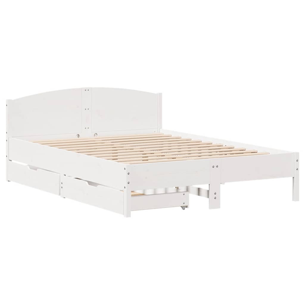 Cadre de lit sans matelas blanc 150x200 cm bois de pin massif - XIOS