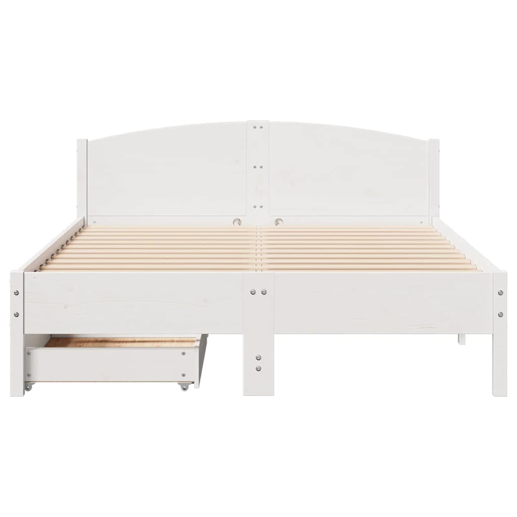 Cadre de lit sans matelas blanc 150x200 cm bois de pin massif - XIOS