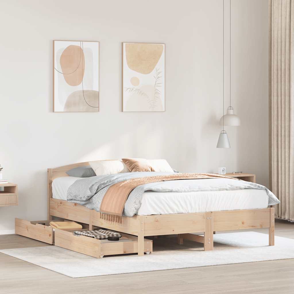 Cadre de lit sans matelas 140x200 cm bois massif de pin - XIOS