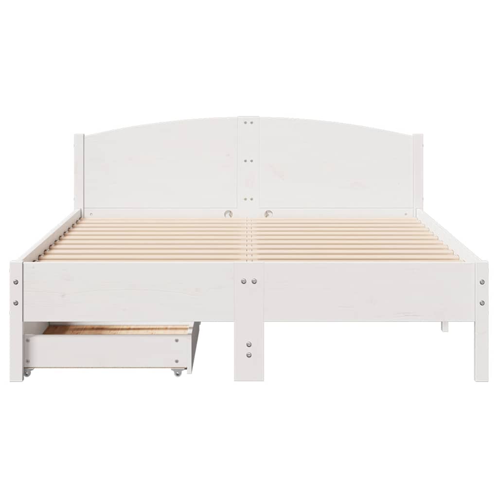 Cadre de lit sans matelas blanc 140x200 cm bois de pin massif - XIOS