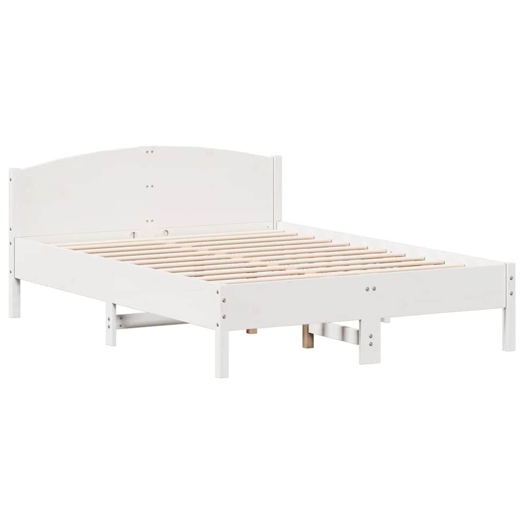 Cadre de lit sans matelas blanc 140x200 cm bois de pin massif - XIOS