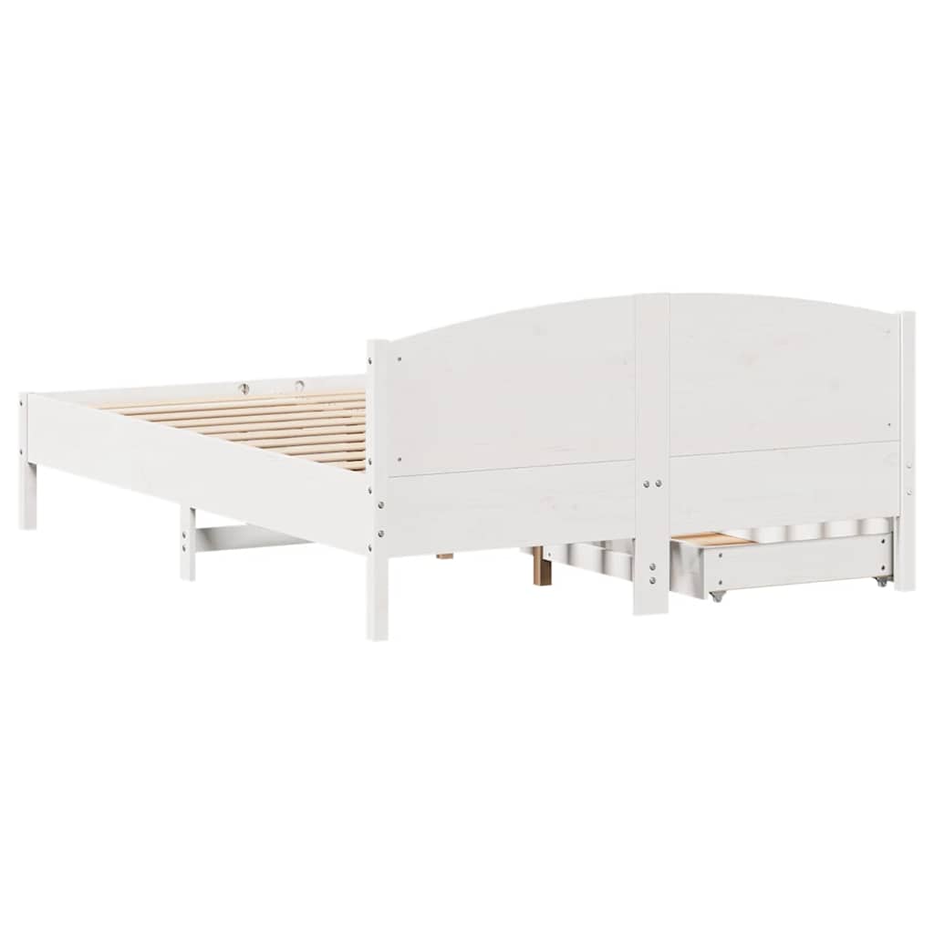 Cadre de lit sans matelas blanc 140x200 cm bois de pin massif - XIOS