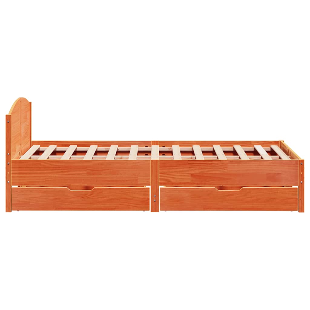 Cadre de lit sans matelas cire marron 140x200cm bois pin massif - XIOS