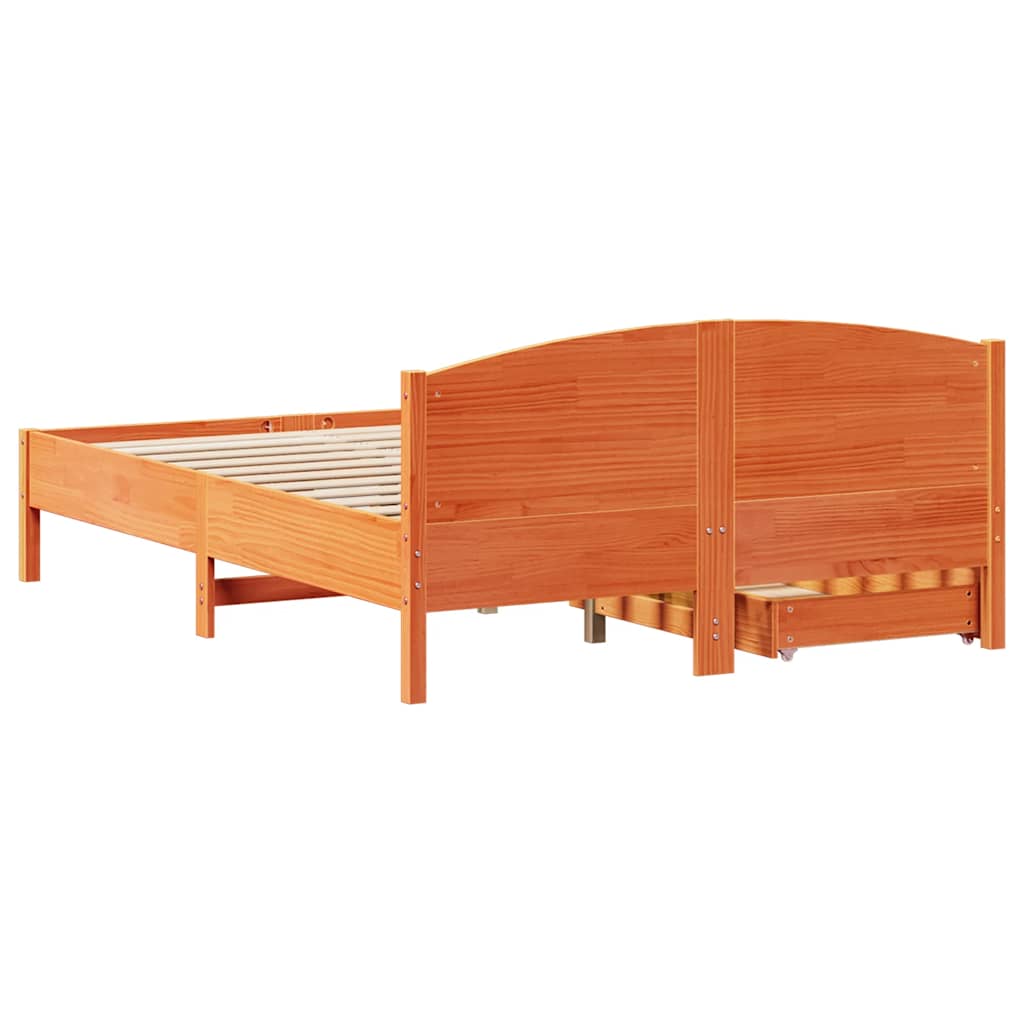 Cadre de lit sans matelas cire marron 120x200cm bois pin massif - XIOS