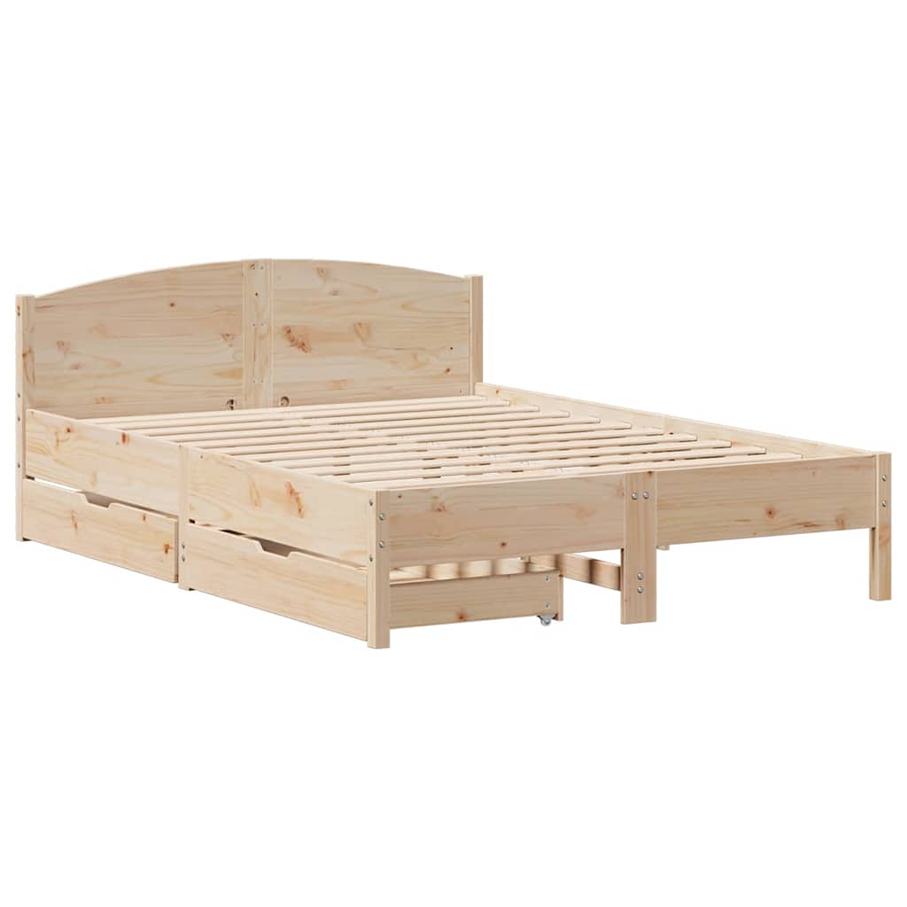 Cadre de lit sans matelas 135x190 cm bois de pin massif - XIOS