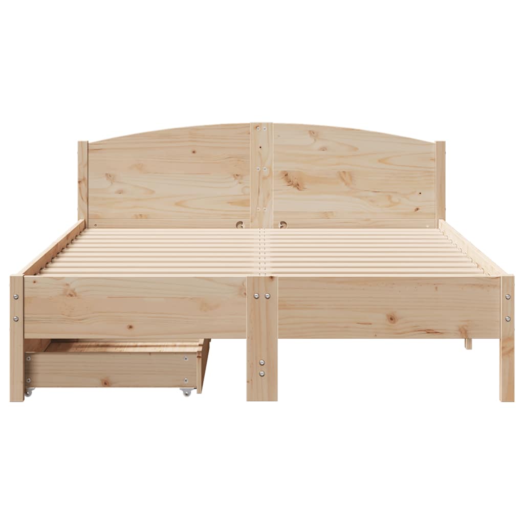 Cadre de lit sans matelas 135x190 cm bois de pin massif - XIOS