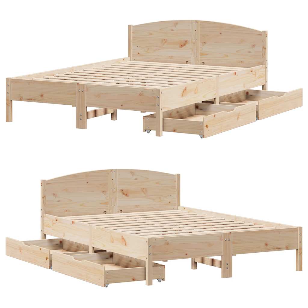 Cadre de lit sans matelas 135x190 cm bois de pin massif - XIOS