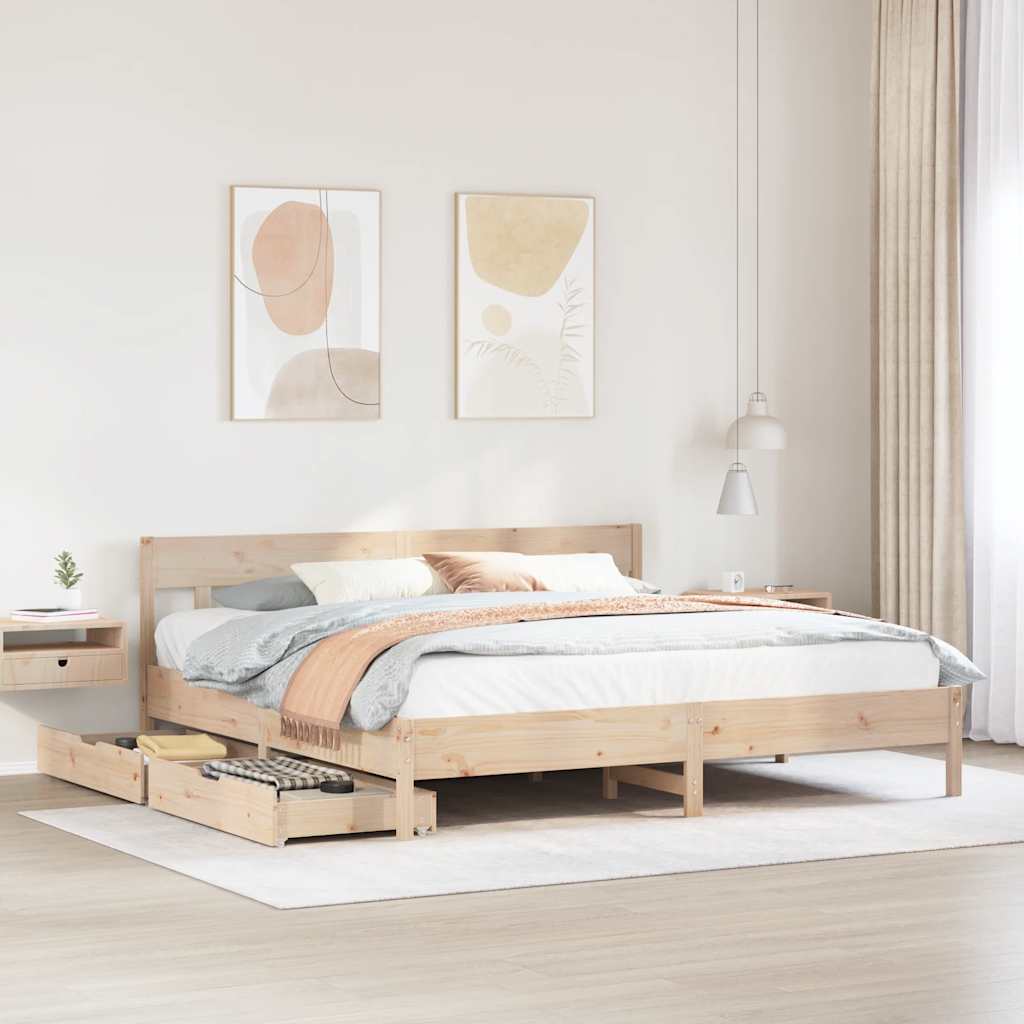 Cadre de lit sans matelas 200x200 cm bois massif de pin - XIOS
