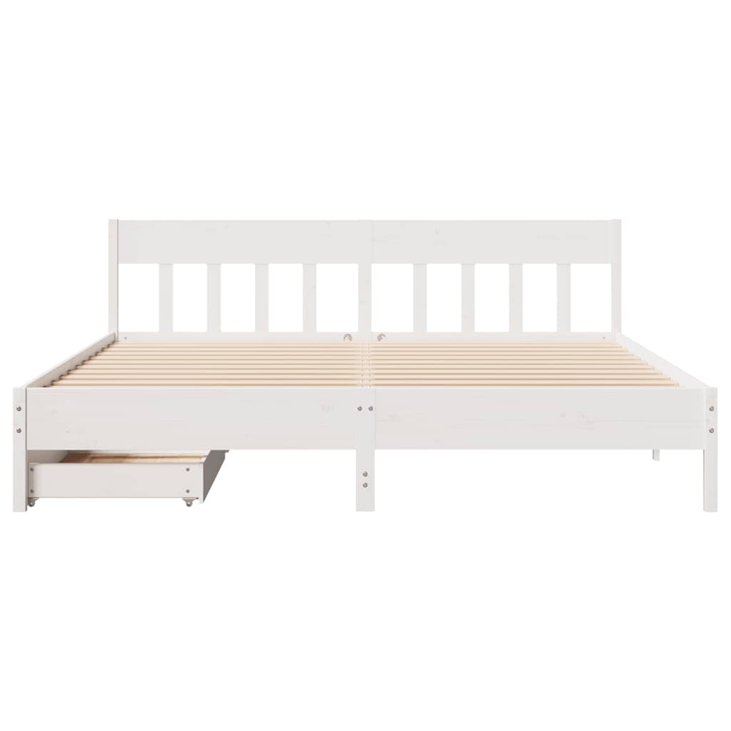 Cadre de lit sans matelas blanc 200x200 cm bois massif de pin - XIOS