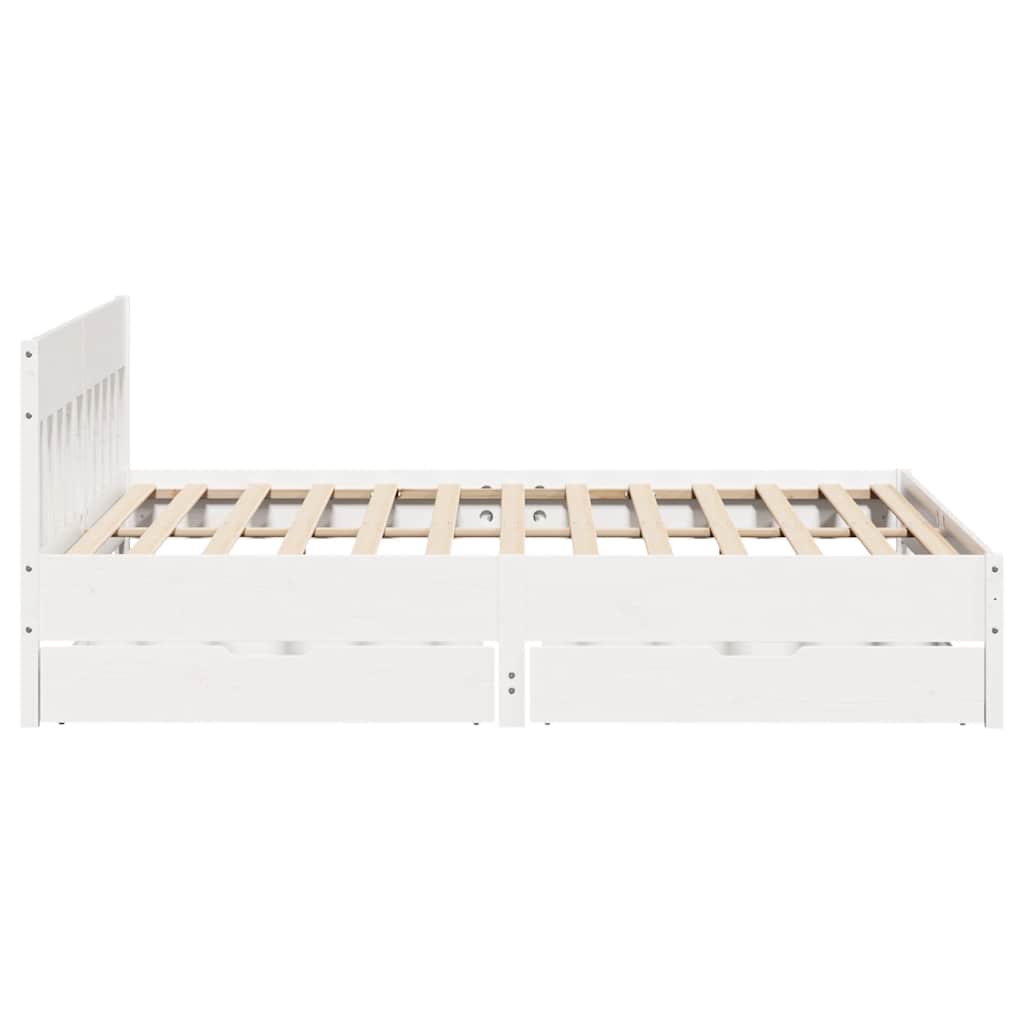 Cadre de lit sans matelas blanc 200x200 cm bois massif de pin - XIOS