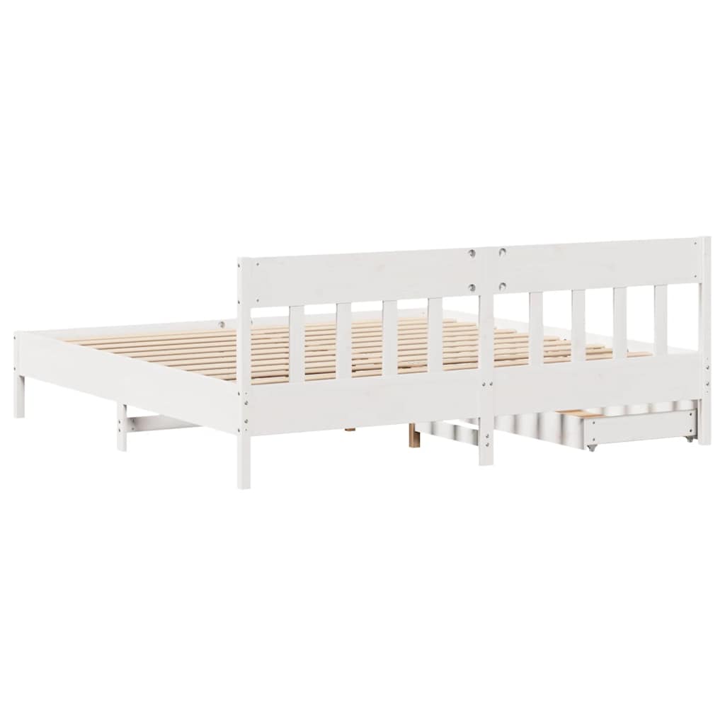 Cadre de lit sans matelas blanc 200x200 cm bois massif de pin - XIOS