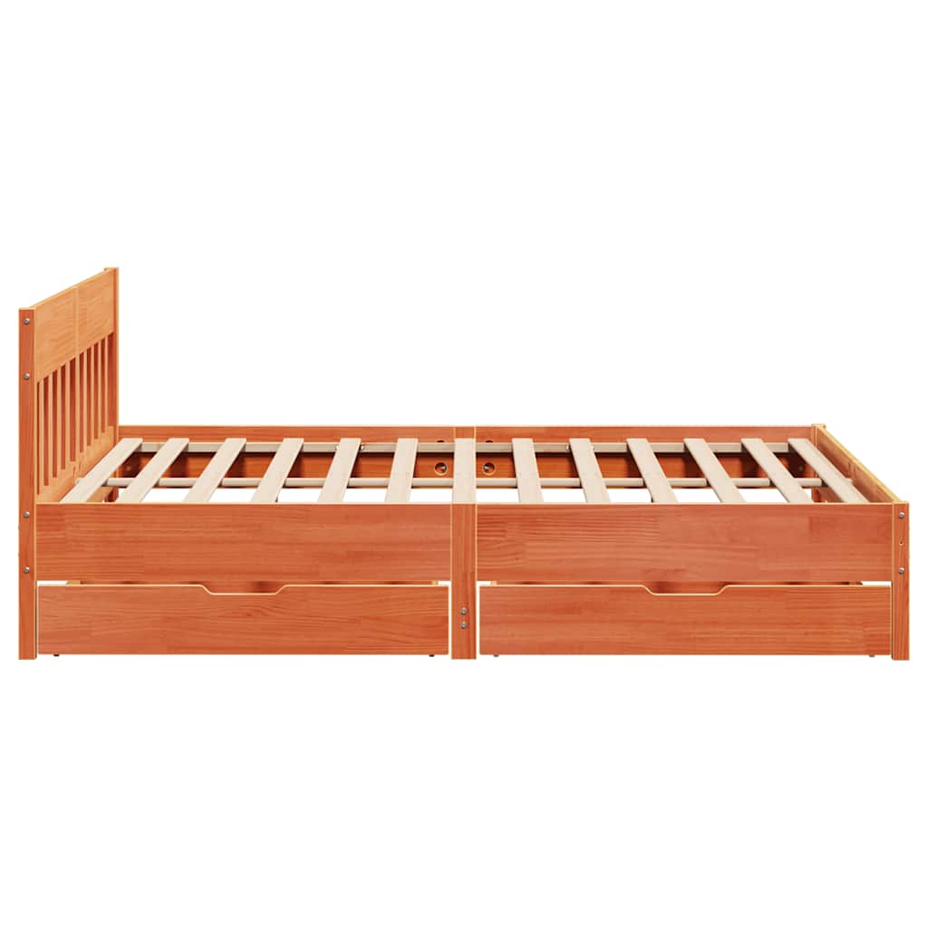 Cadre de lit sans matelas cire marron 200x200cm bois pin massif - XIOS