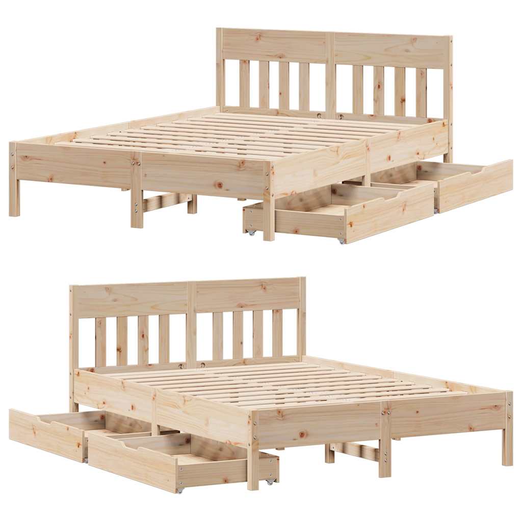 Cadre de lit sans matelas 160x200 cm bois massif de pin - XIOS