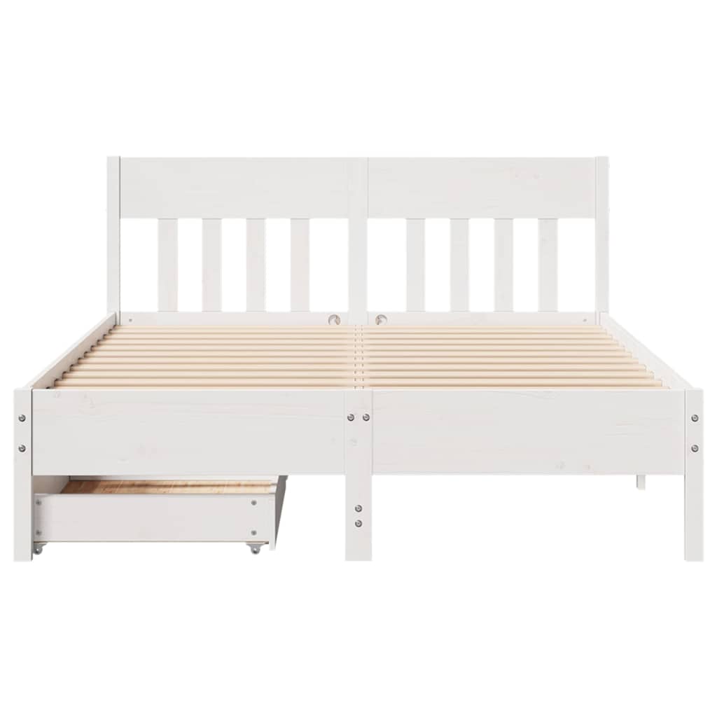 Cadre de lit sans matelas blanc 160x200 cm bois de pin massif - XIOS