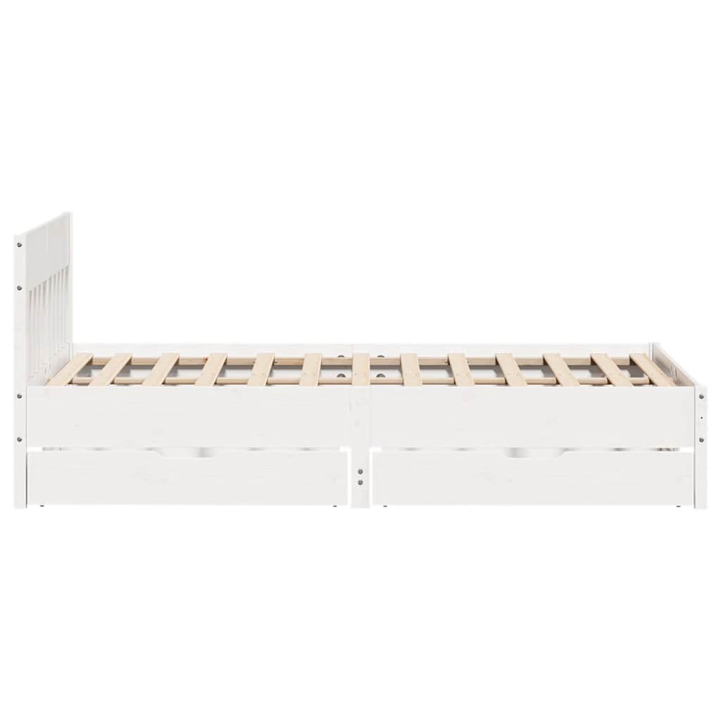 Cadre de lit sans matelas blanc 160x200 cm bois de pin massif - XIOS