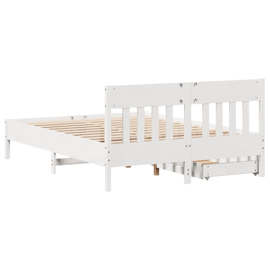 Cadre de lit sans matelas blanc 160x200 cm bois de pin massif - XIOS