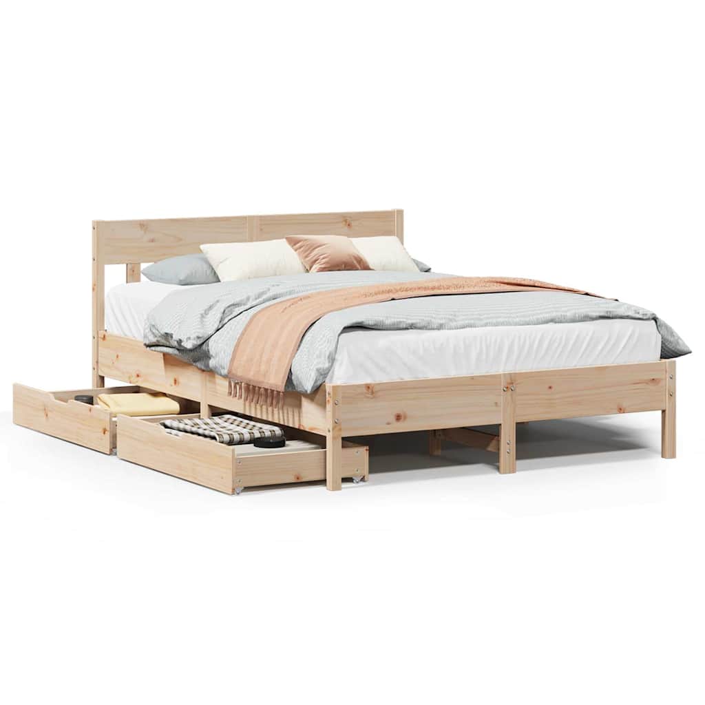 Cadre de lit sans matelas 150x200 cm bois de pin massif - XIOS