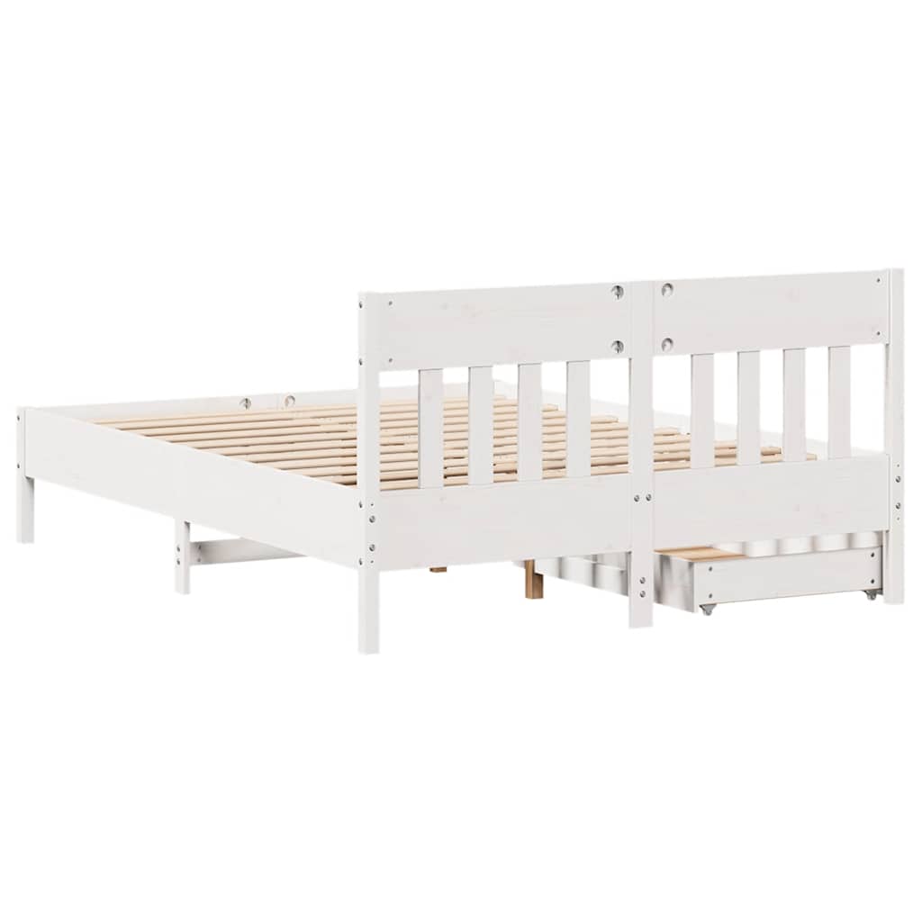 Cadre de lit sans matelas blanc 140x200 cm bois de pin massif - XIOS