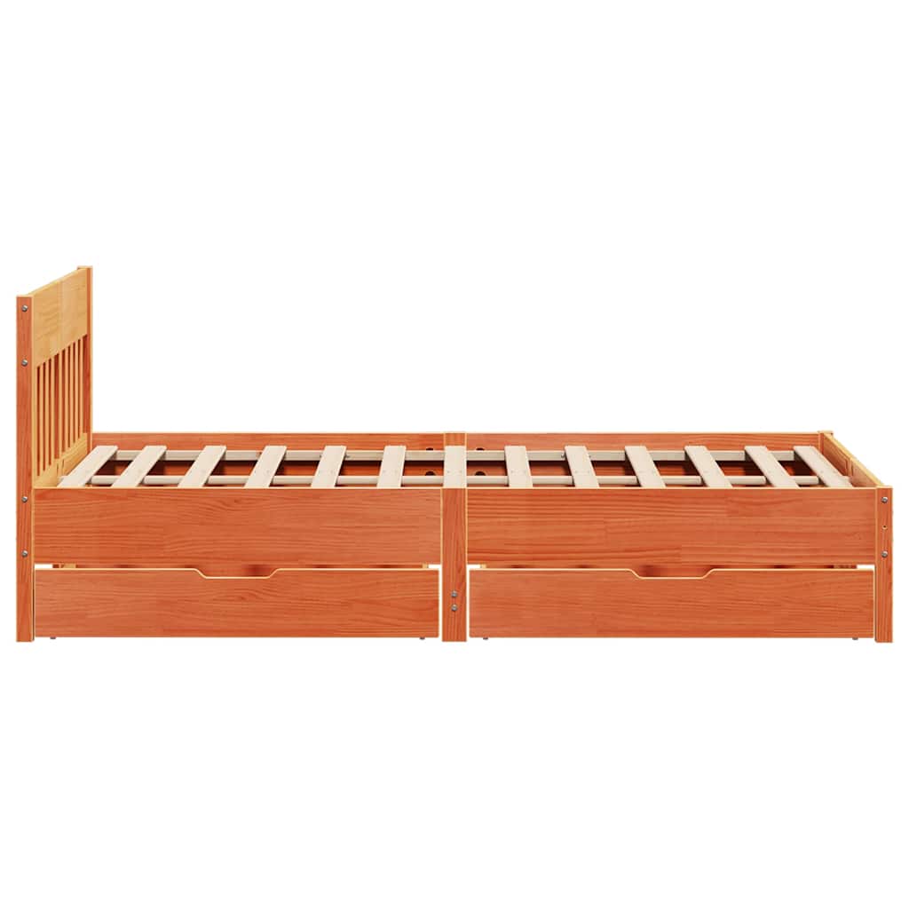Cadre de lit sans matelas cire marron 140x200cm bois pin massif - XIOS