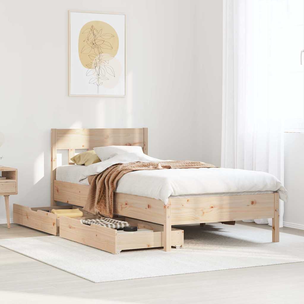 Cadre de lit sans matelas 75x190 cm bois de pin massif - XIOS