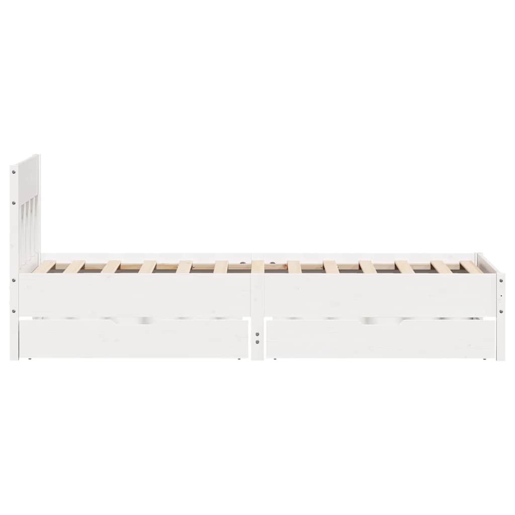 Cadre de lit sans matelas blanc 75x190 cm bois de pin massif - XIOS