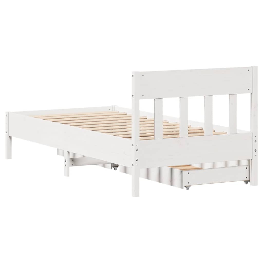 Cadre de lit sans matelas blanc 75x190 cm bois de pin massif - XIOS