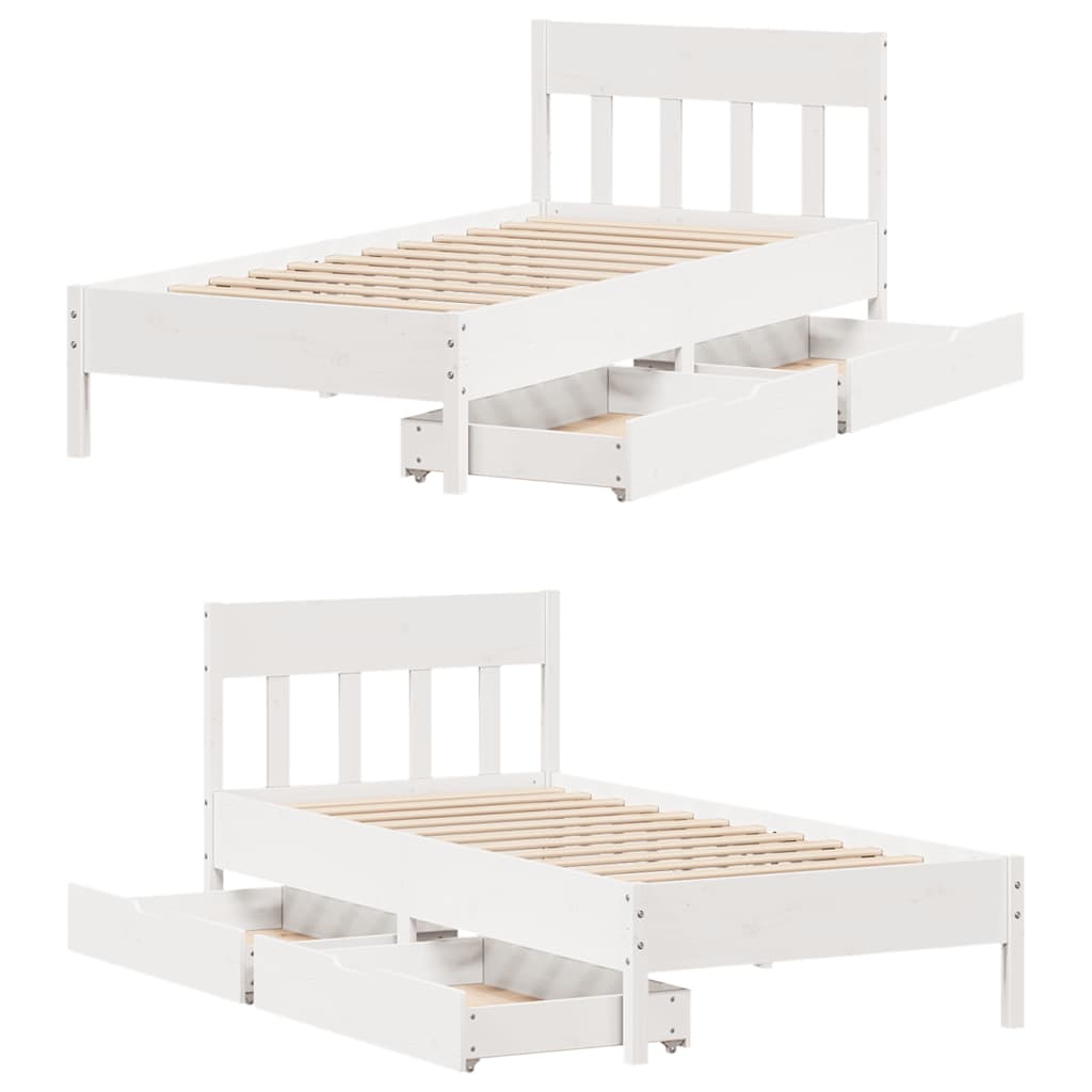 Cadre de lit sans matelas blanc 75x190 cm bois de pin massif - XIOS