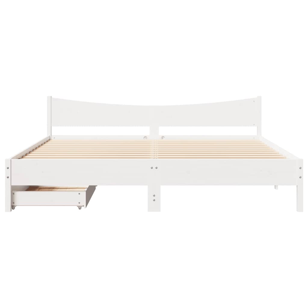 Cadre de lit avec tiroirs blanc 180x200 cm bois de pin massif - XIOS