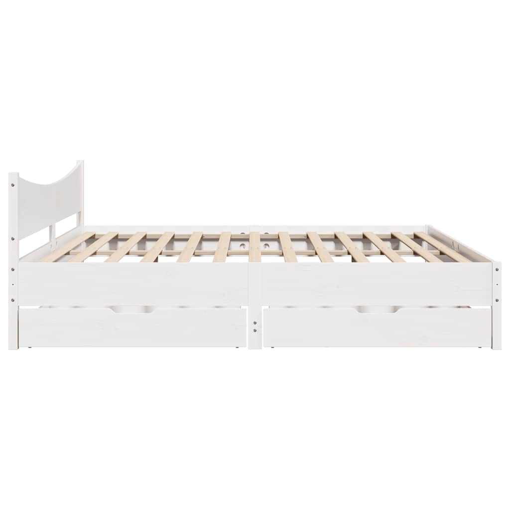 Cadre de lit avec tiroirs blanc 180x200 cm bois de pin massif - XIOS