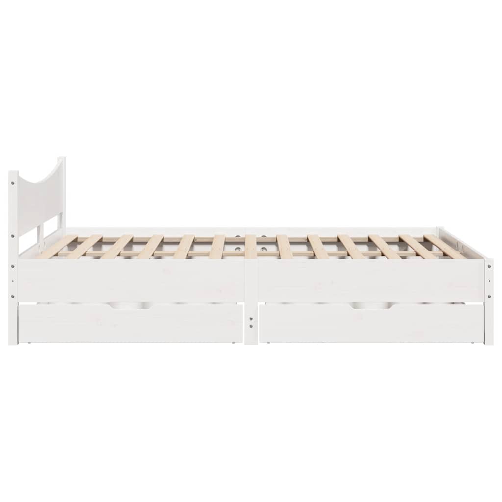 Cadre de lit avec tiroirs blanc 160x200 cm bois massif de pin - XIOS