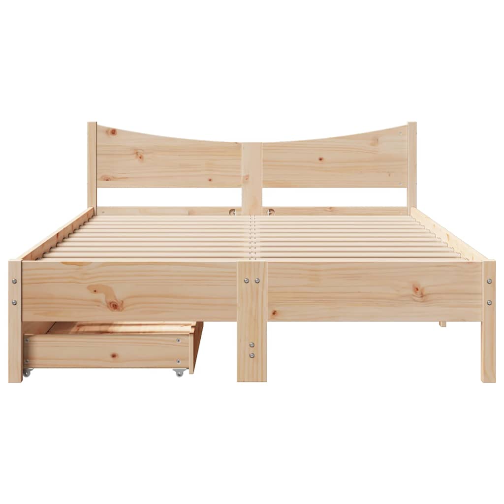 Cadre de lit avec tiroirs 135x190 cm Bois de pin massif - XIOS