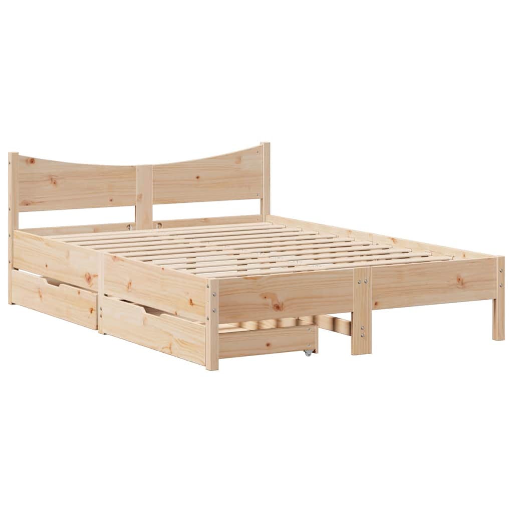 Cadre de lit avec tiroirs 120x190 cm bois de pin massif - XIOS