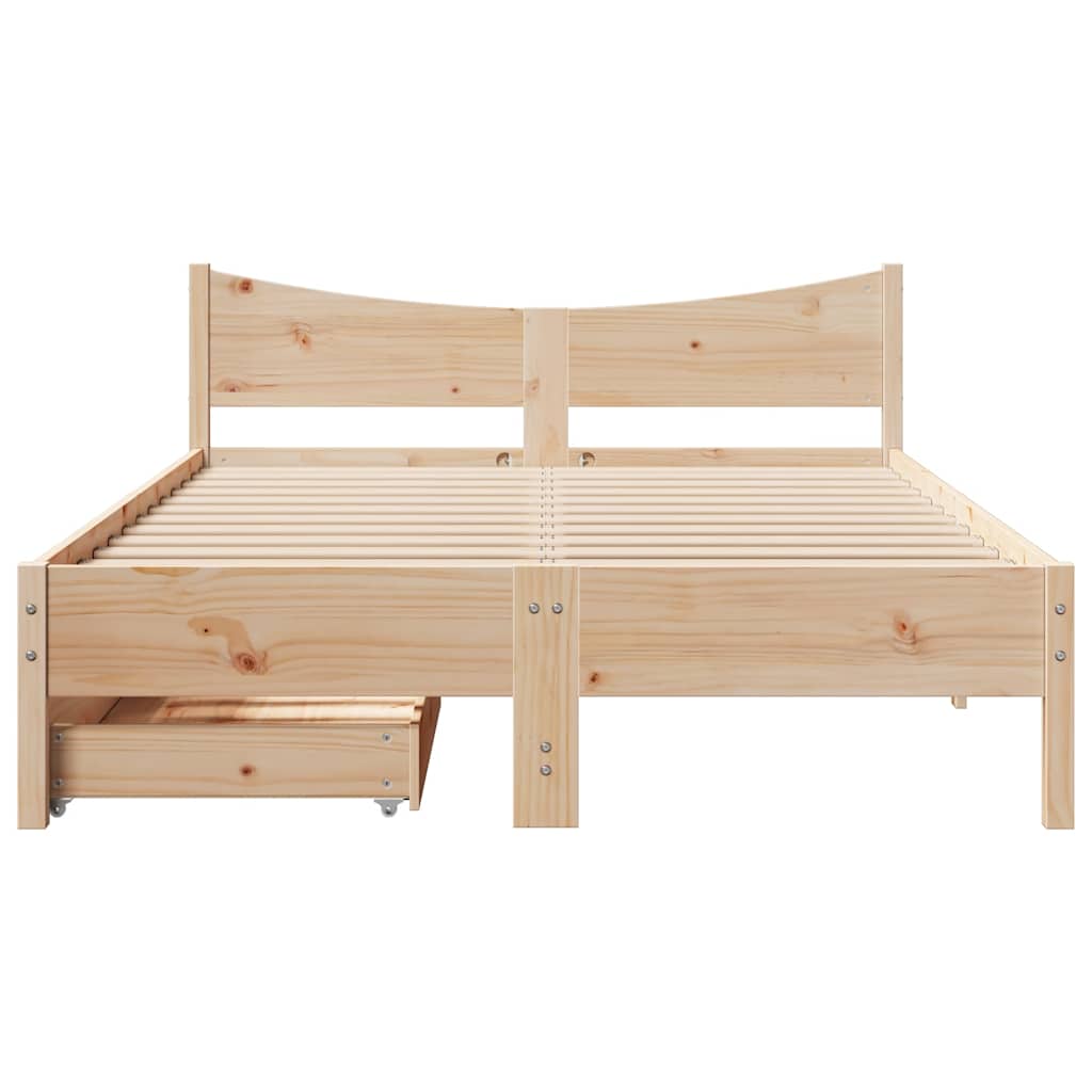 Cadre de lit avec tiroirs 120x190 cm bois de pin massif - XIOS