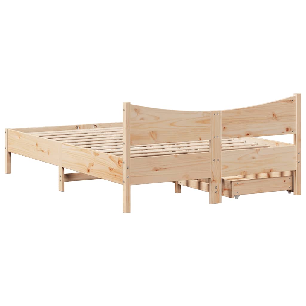 Cadre de lit avec tiroirs 120x190 cm bois de pin massif - XIOS
