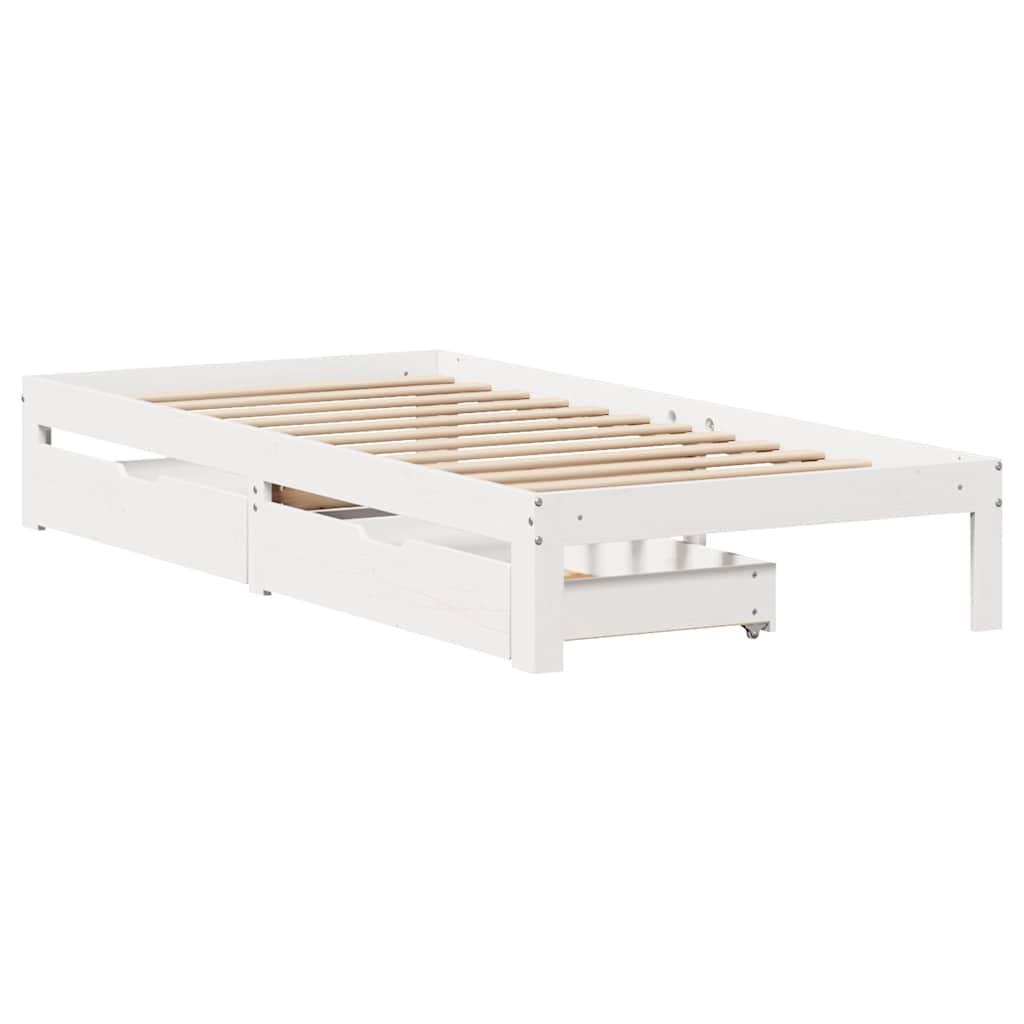 Cadre de lit avec tiroirs sans matelas blanc 75x190 cm - XIOS