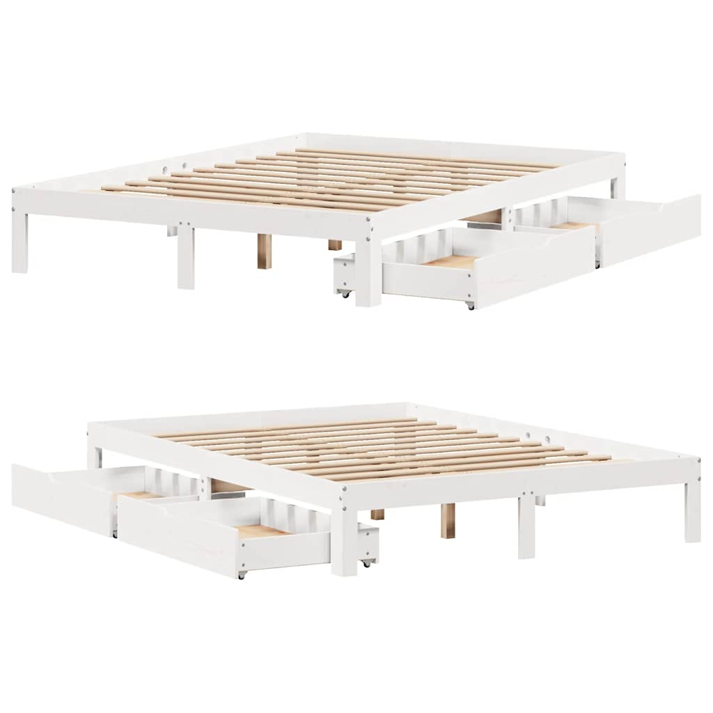 Cadre de lit avec tiroirs sans matelas blanc 120x190 cm - XIOS