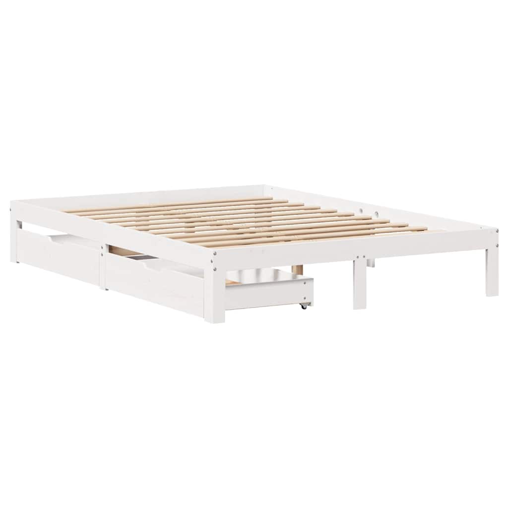 Cadre de lit avec tiroirs sans matelas blanc 135x190 cm - XIOS