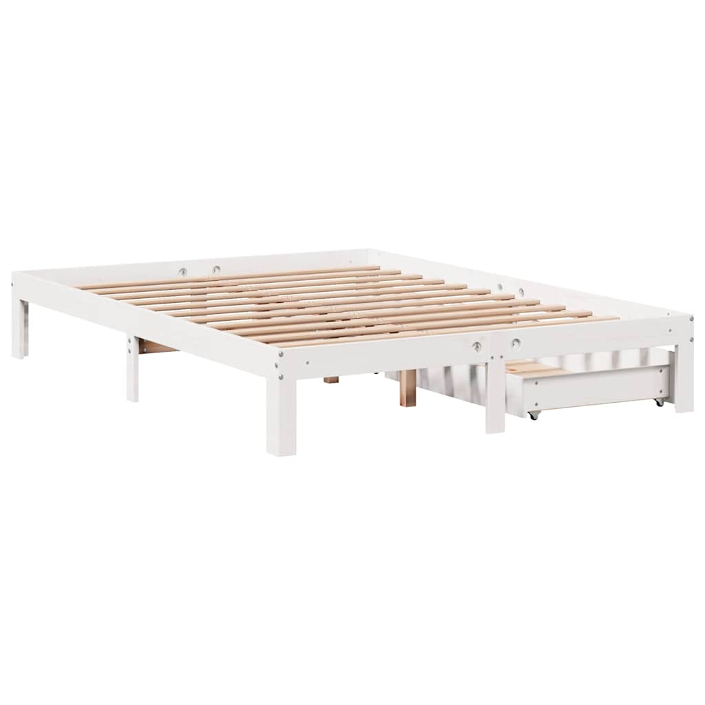 Cadre de lit avec tiroirs sans matelas blanc 135x190 cm - XIOS